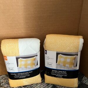Mainstays Yellow and White Check Pillow Shams